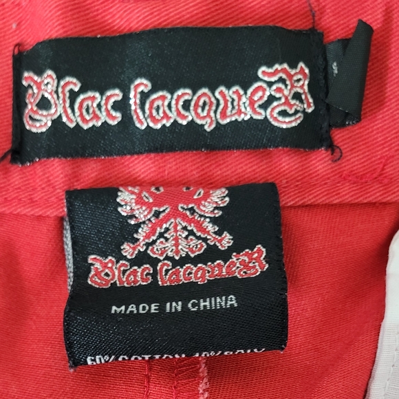 Mens Blac Lacquer Red Pants Size L - Picture 3 of 5